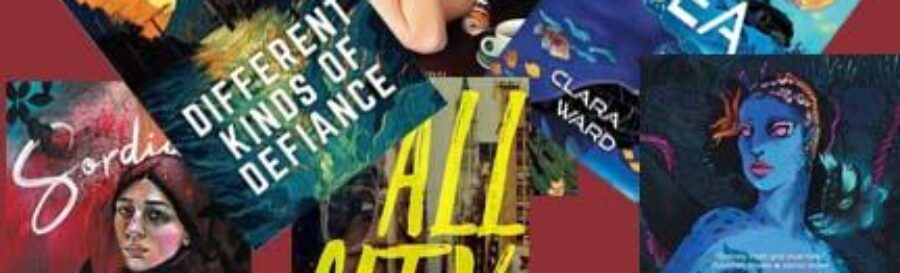 collage of book covers from my recommended reads, including: All City, Different Kinds of Definace, Sordidez, Weird Fishes, and Be the Sea.