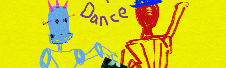 whimsical drawing of Android Press robot dancing with red stick figure wearing blue hat. The Working book held between them. Text: Happy Dance